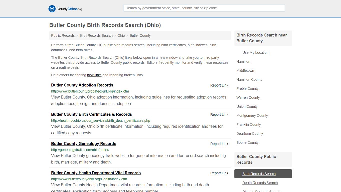 Birth Records Search - Butler County, OH (Birth ...